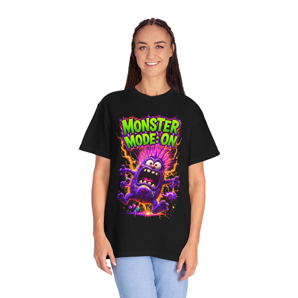 Monster Mode: On T‑Shirt - Funny Electric Purple Monster Graphic Tee