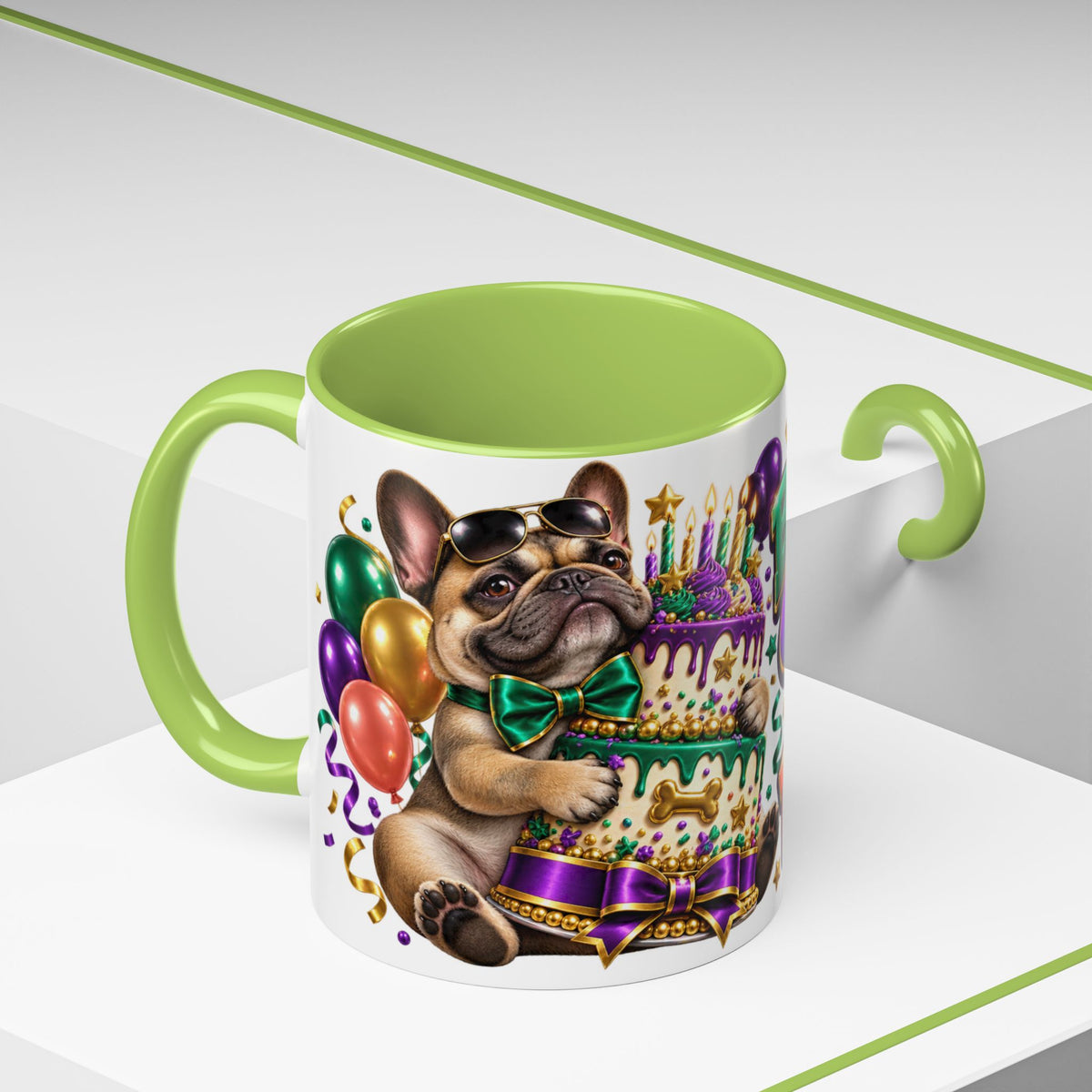 Built for Cake Born to Party French Bulldog White Mug