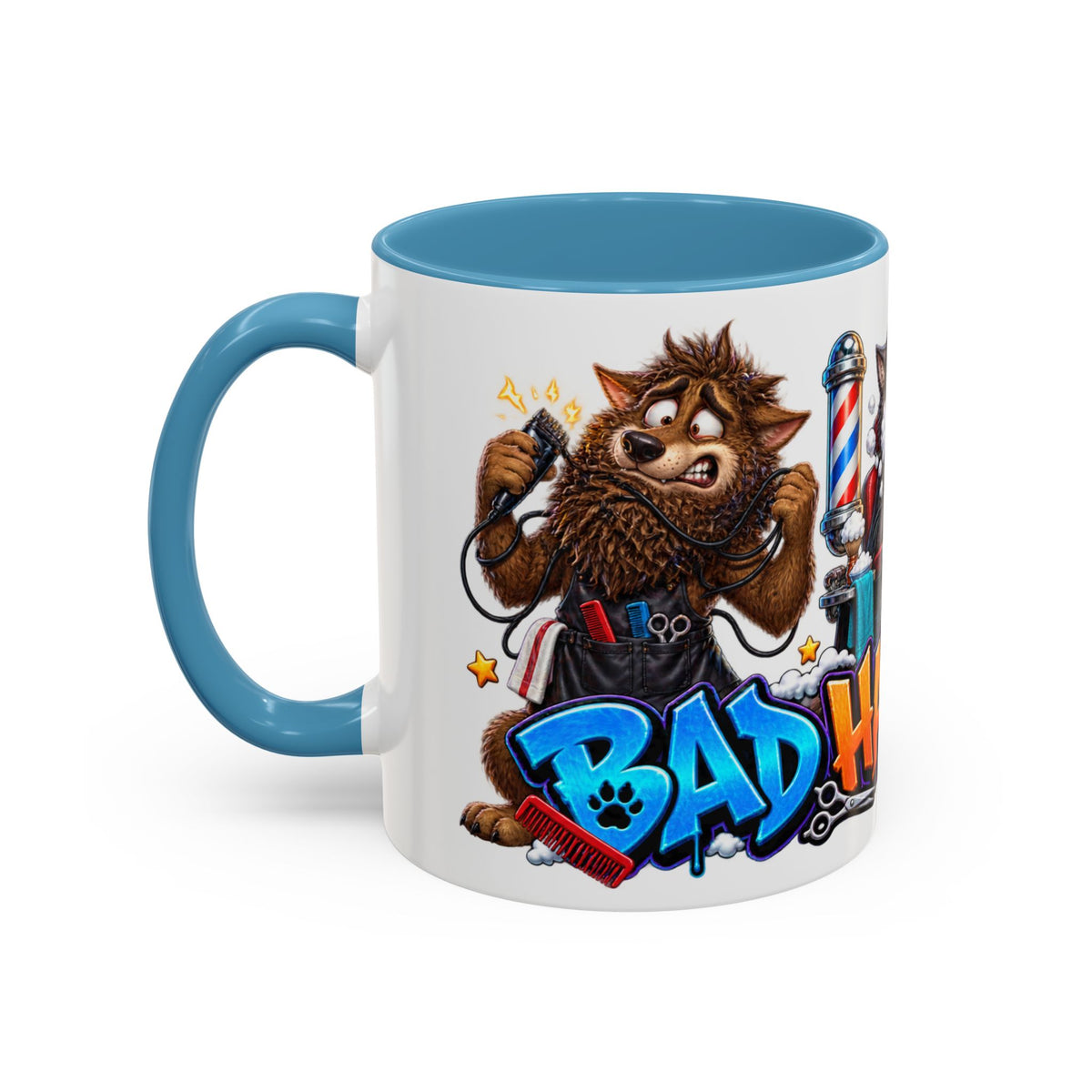 Bad Hair Night Funny Werewolf Barber Halloween White Mug