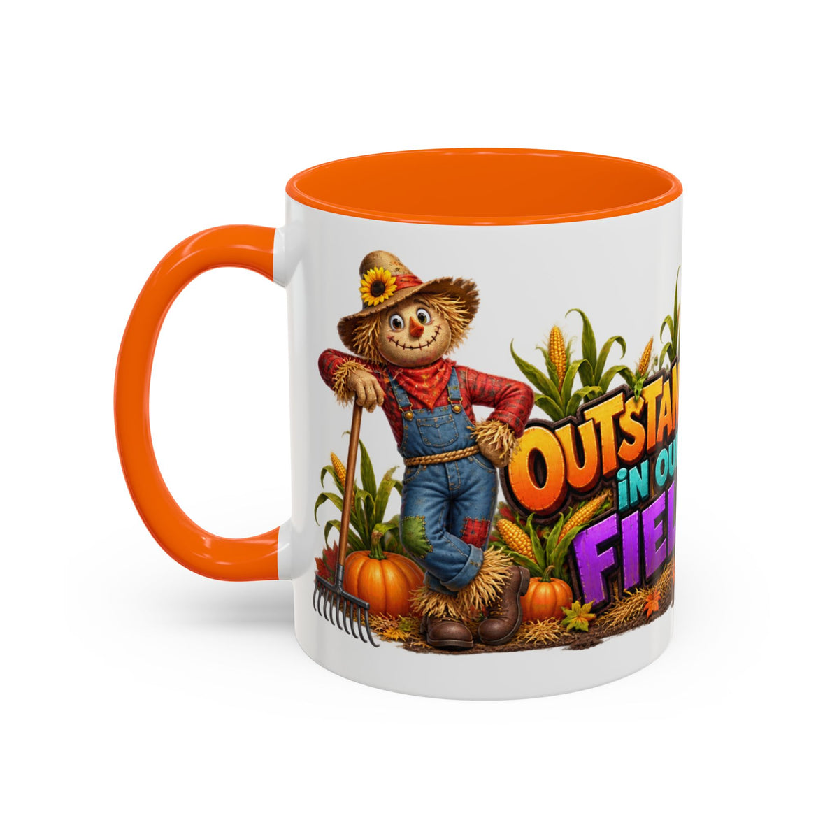 Outstanding in Our Field Funny Scarecrow Halloween White Mug