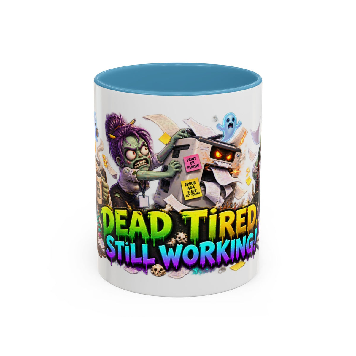 Dead Tired Still Working Zombie Office Halloween White Mug