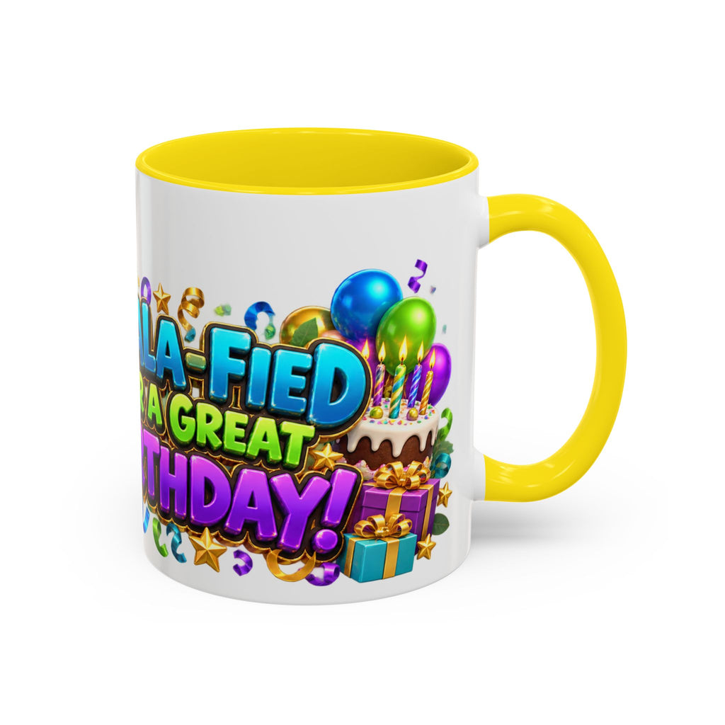 Koala-Fied for a Great Birthday White Mug – Cute Koala Birthday Cup, Colorful Fun Party Gift
