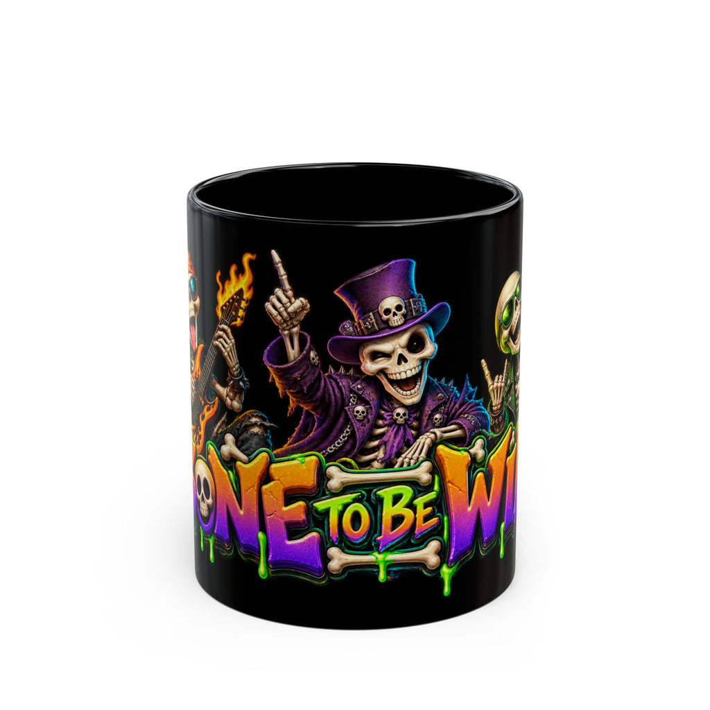 Bone to Be Wild Skeleton Crew Halloween Black Mug