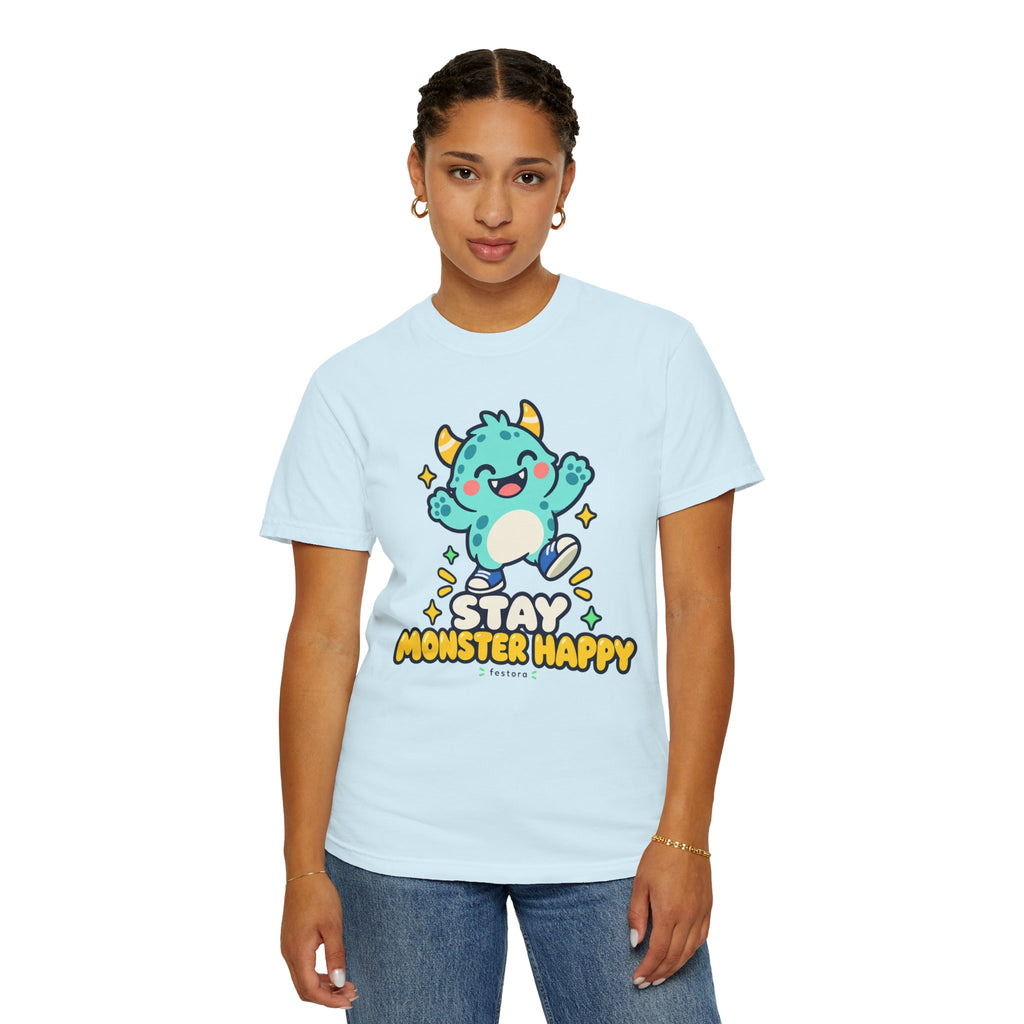 Stay Monster Happy – Cute Monster Graphic T-Shirt