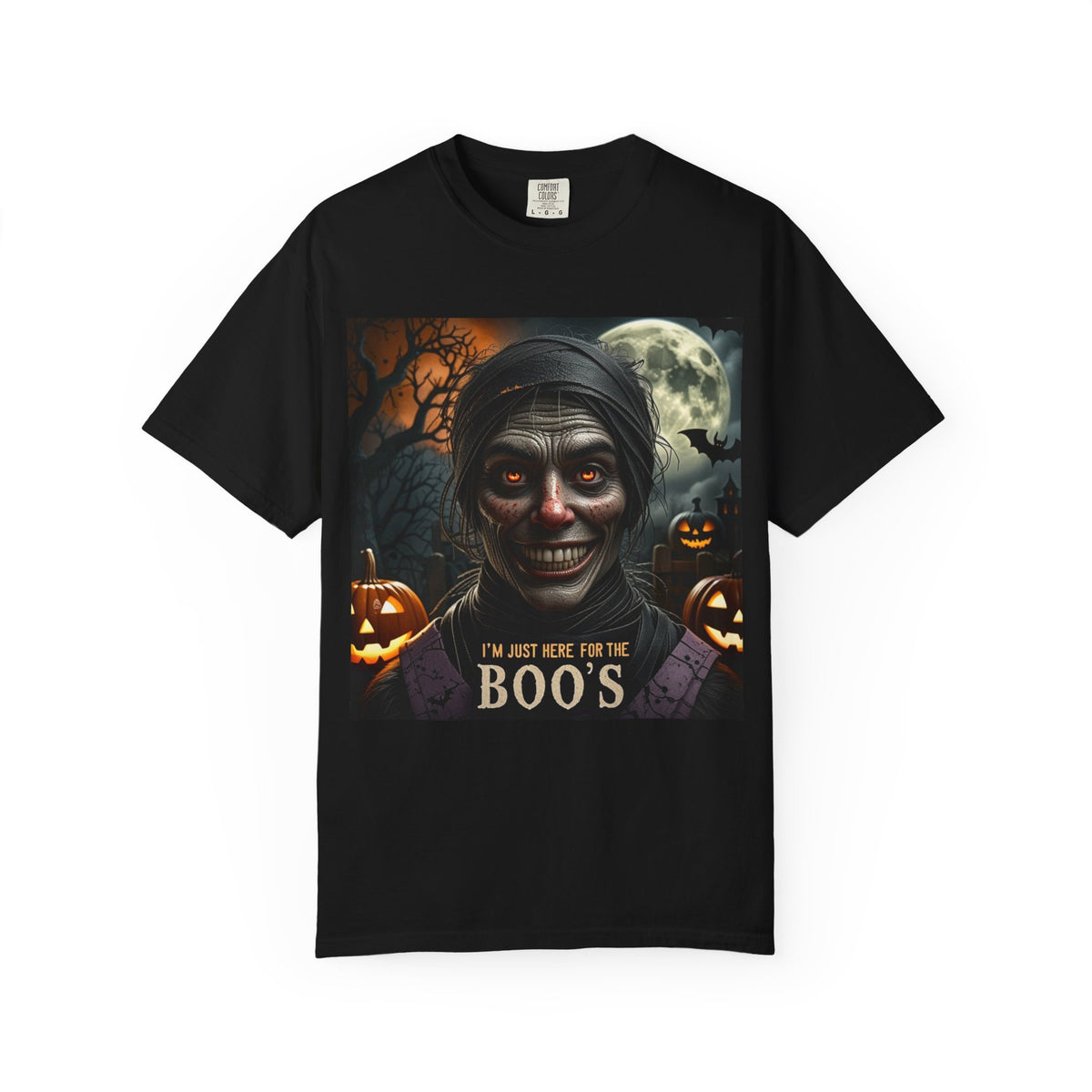 Halloween Creepy Ghoul T-Shirt – “I’m Just Here for the Boo’s” Graphic Tee