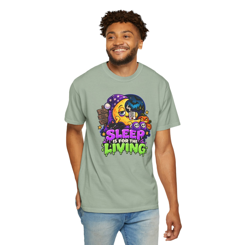 Sleep Is for the Living – Funny Halloween Moon T-Shirt