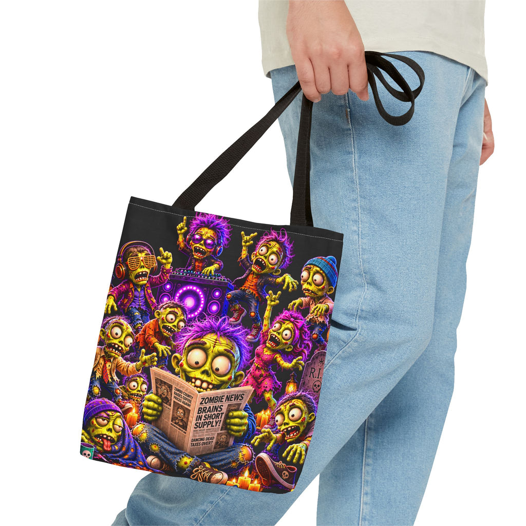 FestoraShop Funny Zombies Tote Bag - Cute 3D Halloween Zombie Reading Design