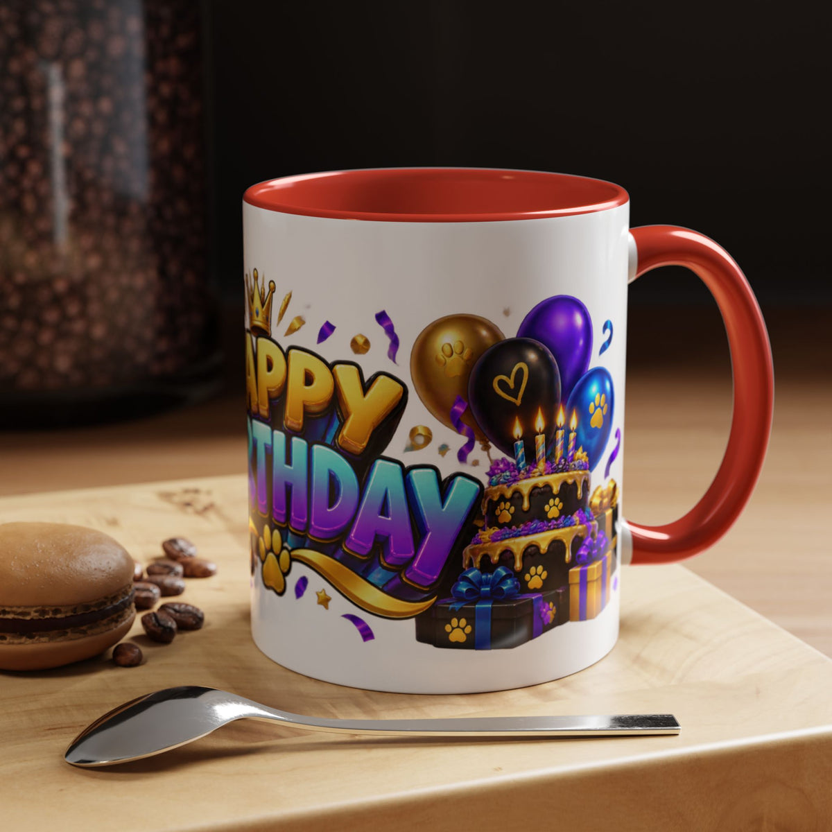 Black Panther Happy Birthday Mug – Purple Blue & Gold Birthday Gift – FestoraShop White Coffee Mug