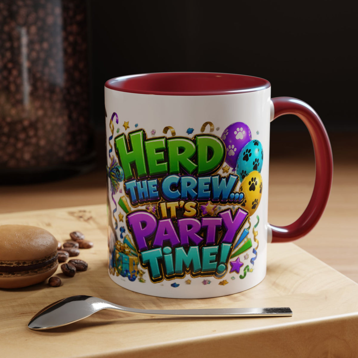Herd the Crew Border Collie Birthday White Mug