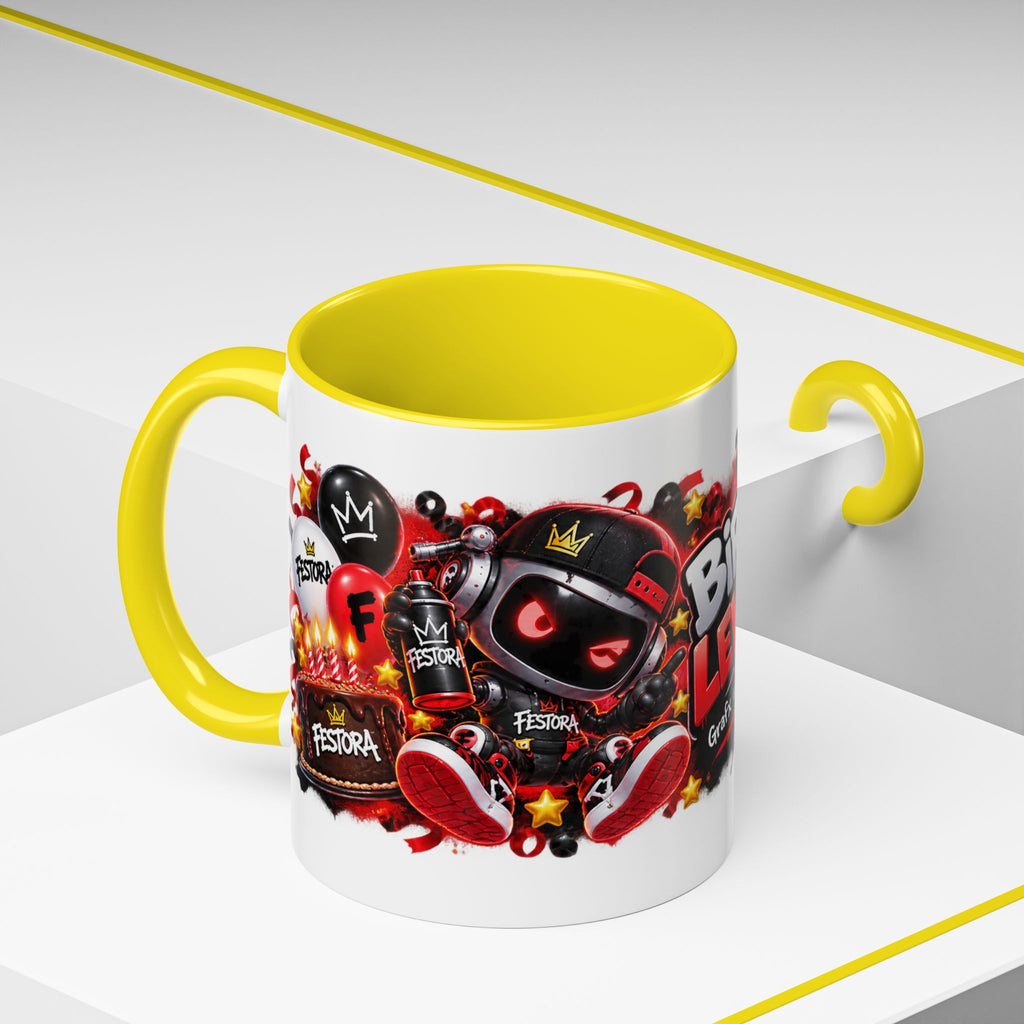 Festora Grafx Birthday Mug – Birthday Level Up Robot Coffee Cup