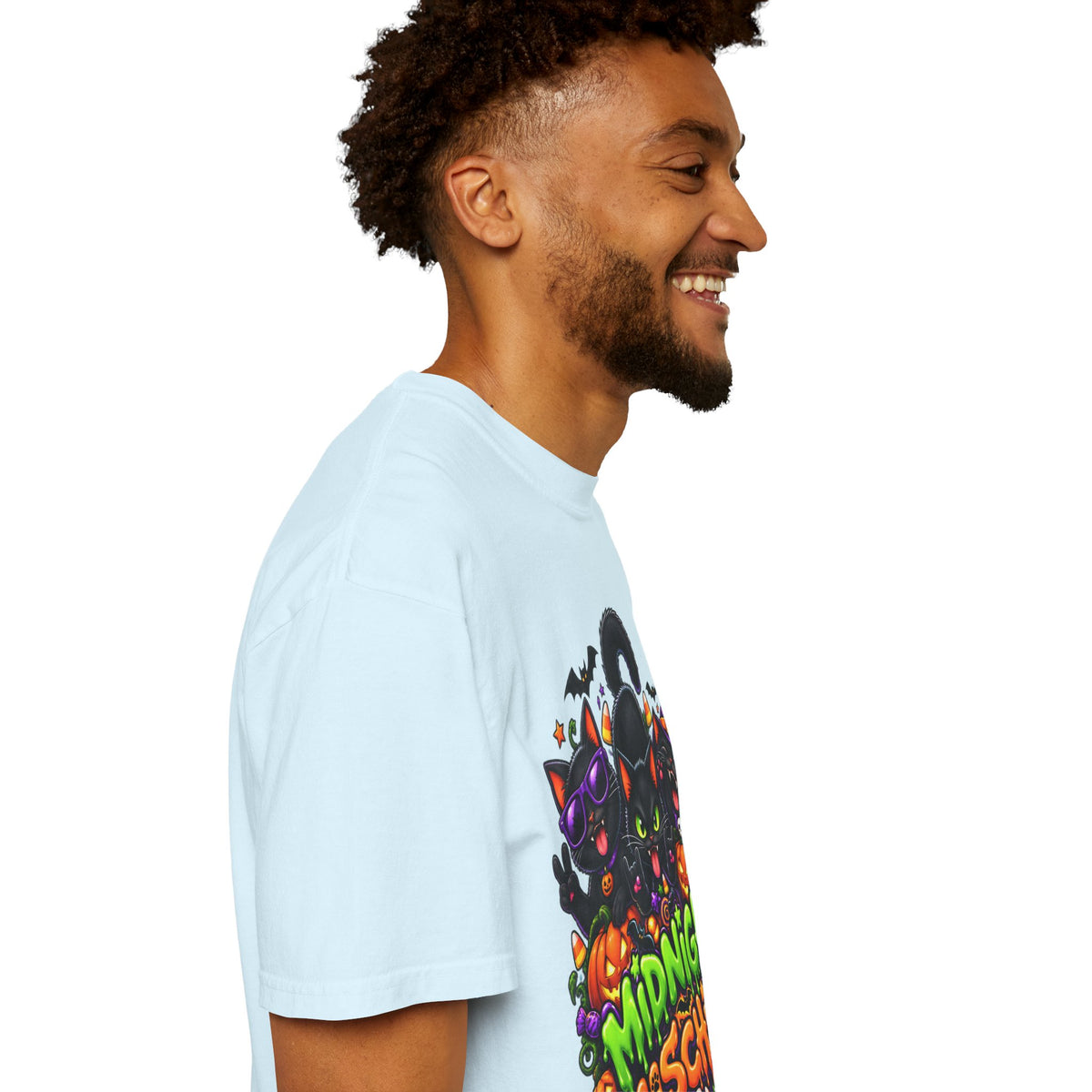 Midnight Mischief Halloween T-Shirt – Funny Black Cat Graphic Tee