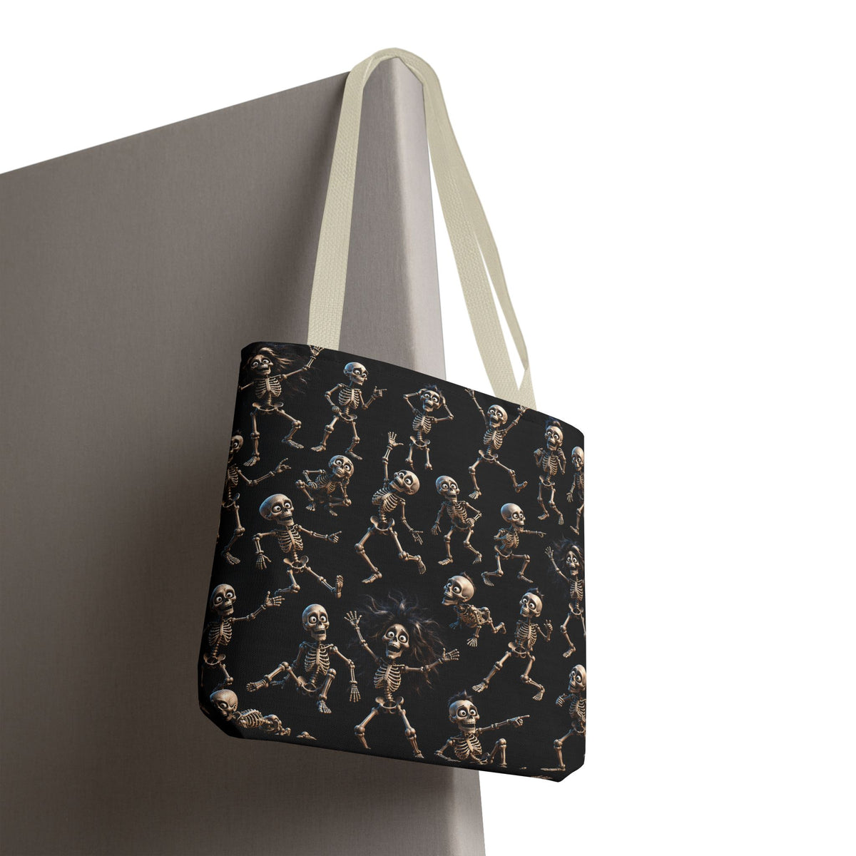 Spooky Skeleton Crew Halloween Tote Bag - Cute 3D Skeleton Pattern