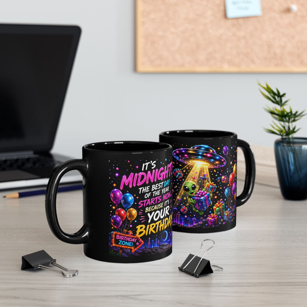 Alien Birthday Mug — Colorful UFO Party Coffee Cup (11oz & 15oz)