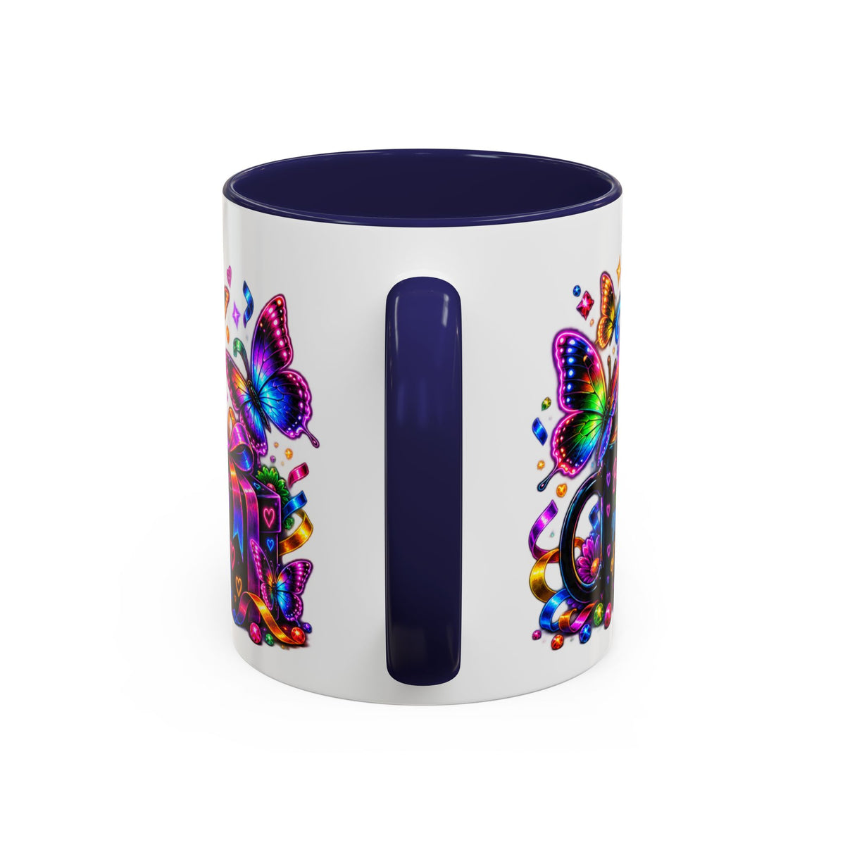 Birthday Coffee Mug – Colorful "Happy Birthday" Gift Mug with Butterflies & Candles