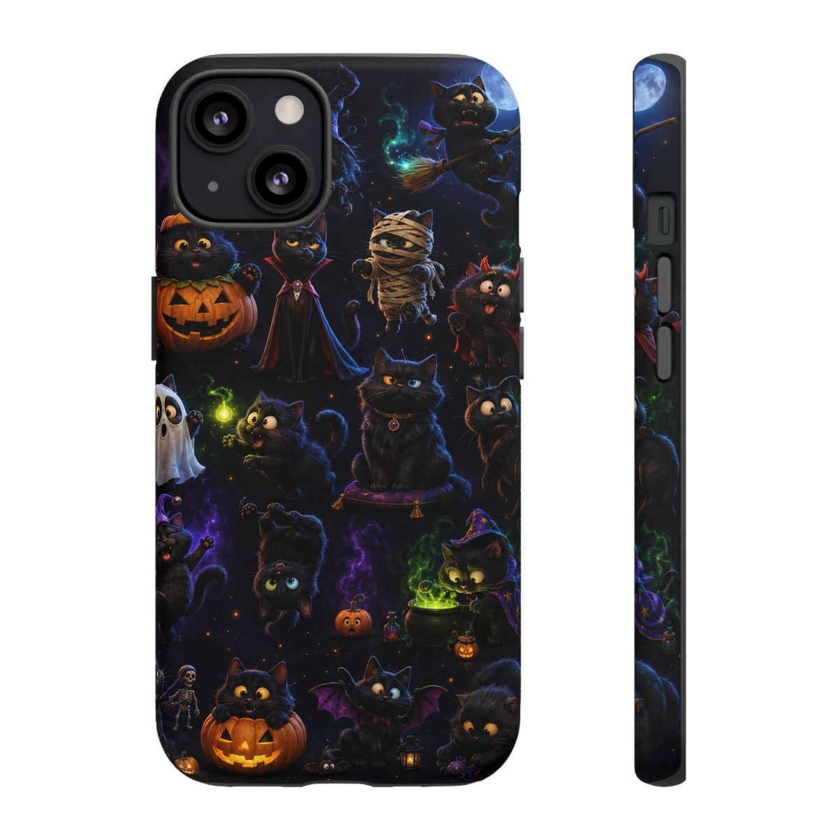 Halloween Black Cat Phone Case — Cute Spooky Pumpkins & Witchy Cats