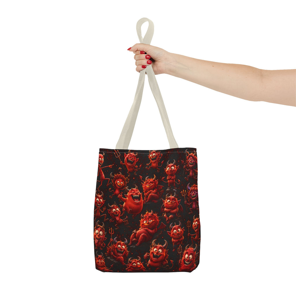 Funny Red Devils Tote Bag - Cute Mischievous Demon All-Over Print