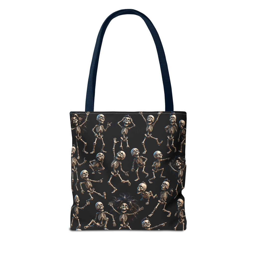 Spooky Skeleton Crew Halloween Tote Bag - Cute 3D Skeleton Pattern