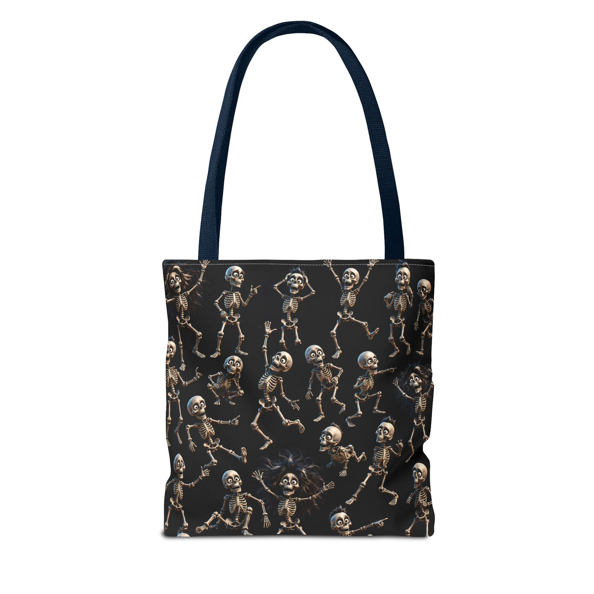 Spooky Skeleton Crew Halloween Tote Bag - Cute 3D Skeleton Pattern