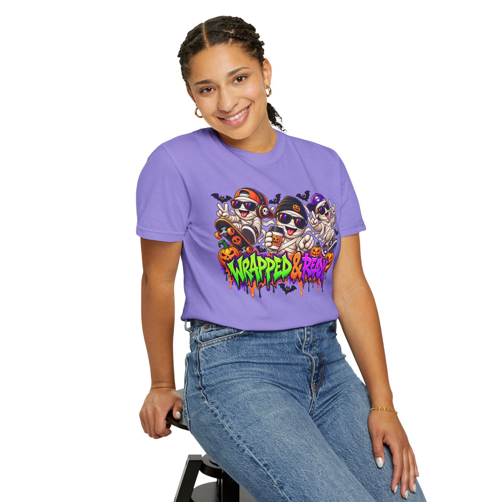 Wrapped & Ready – Halloween Mummy Crew Graphic T-Shirt