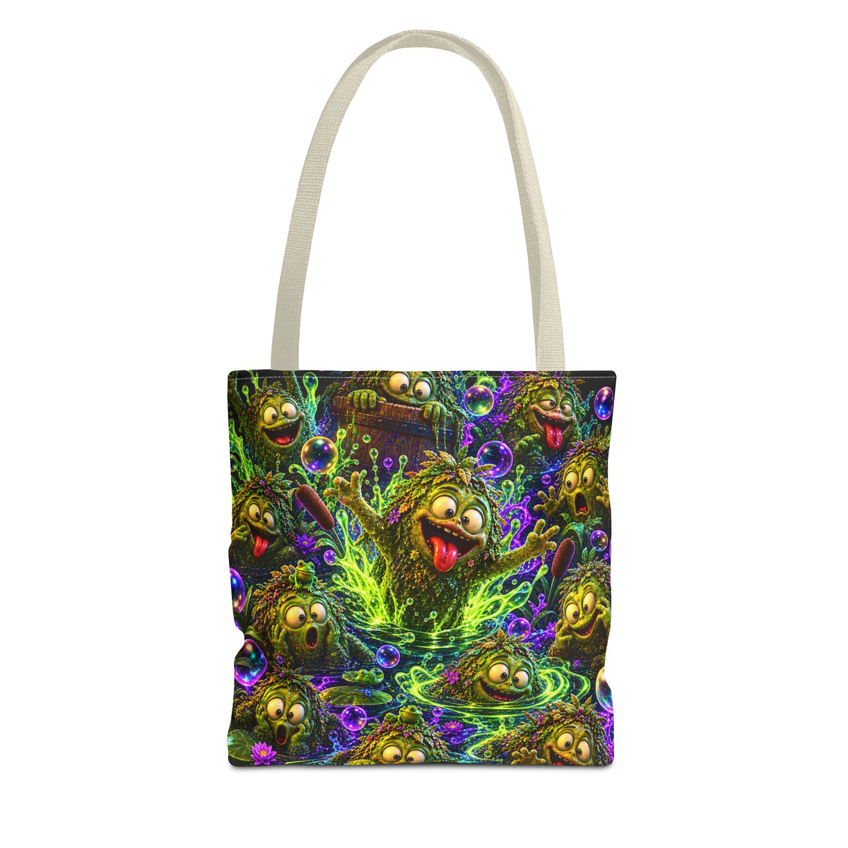 Cosmic Jellyfish Tote Bag – Neon Deep-Sea Galaxy Beach Tote