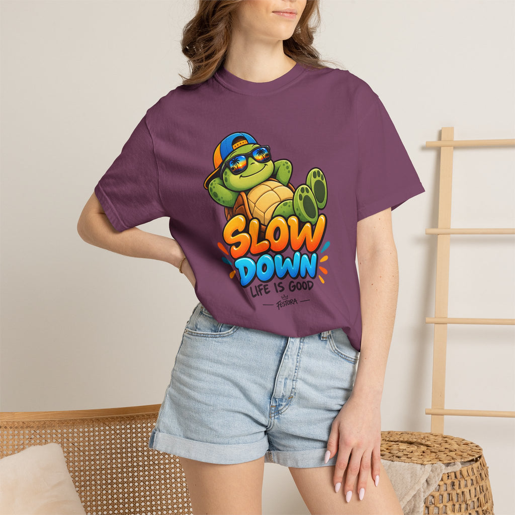 Slow Down, Life Is Good – Turtle Graphic T-Shirt | Festora Everyday