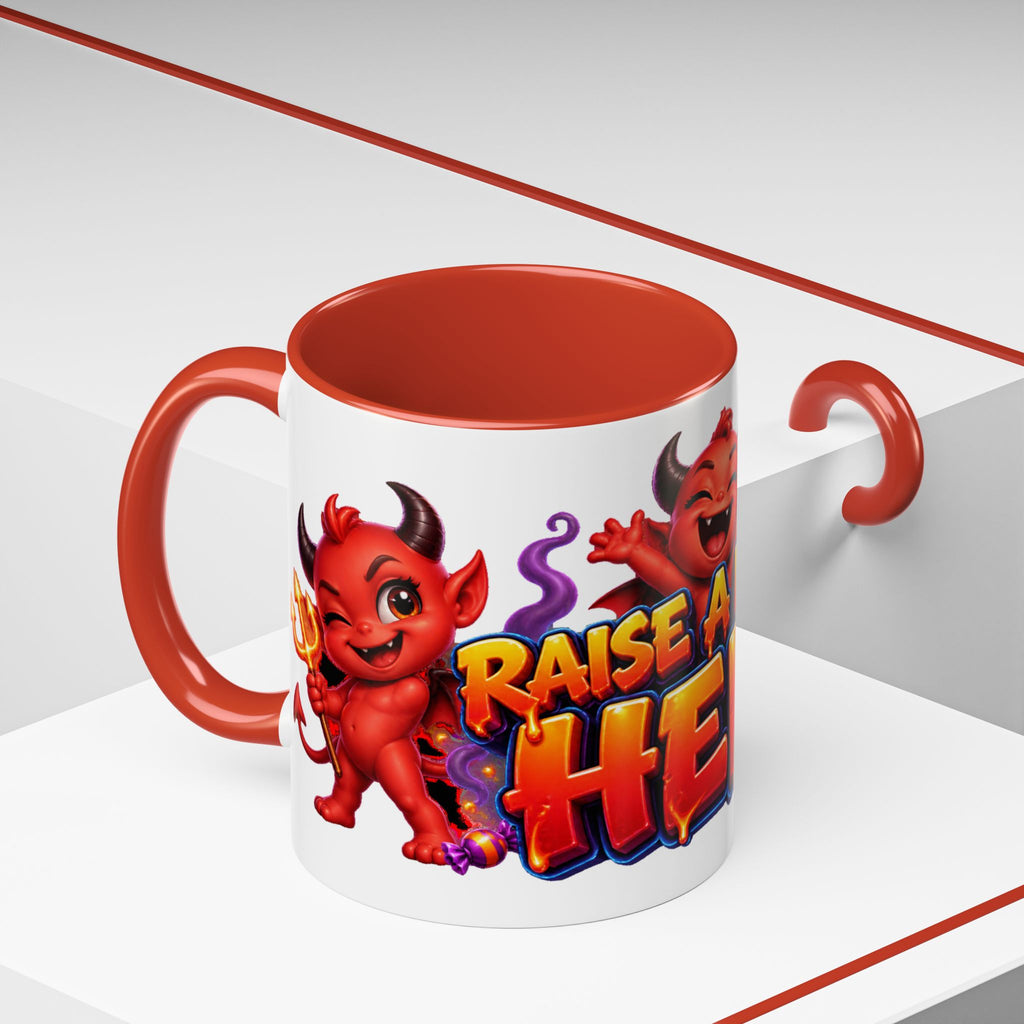 Raise a Little Hell Cute Devils Halloween White Mug