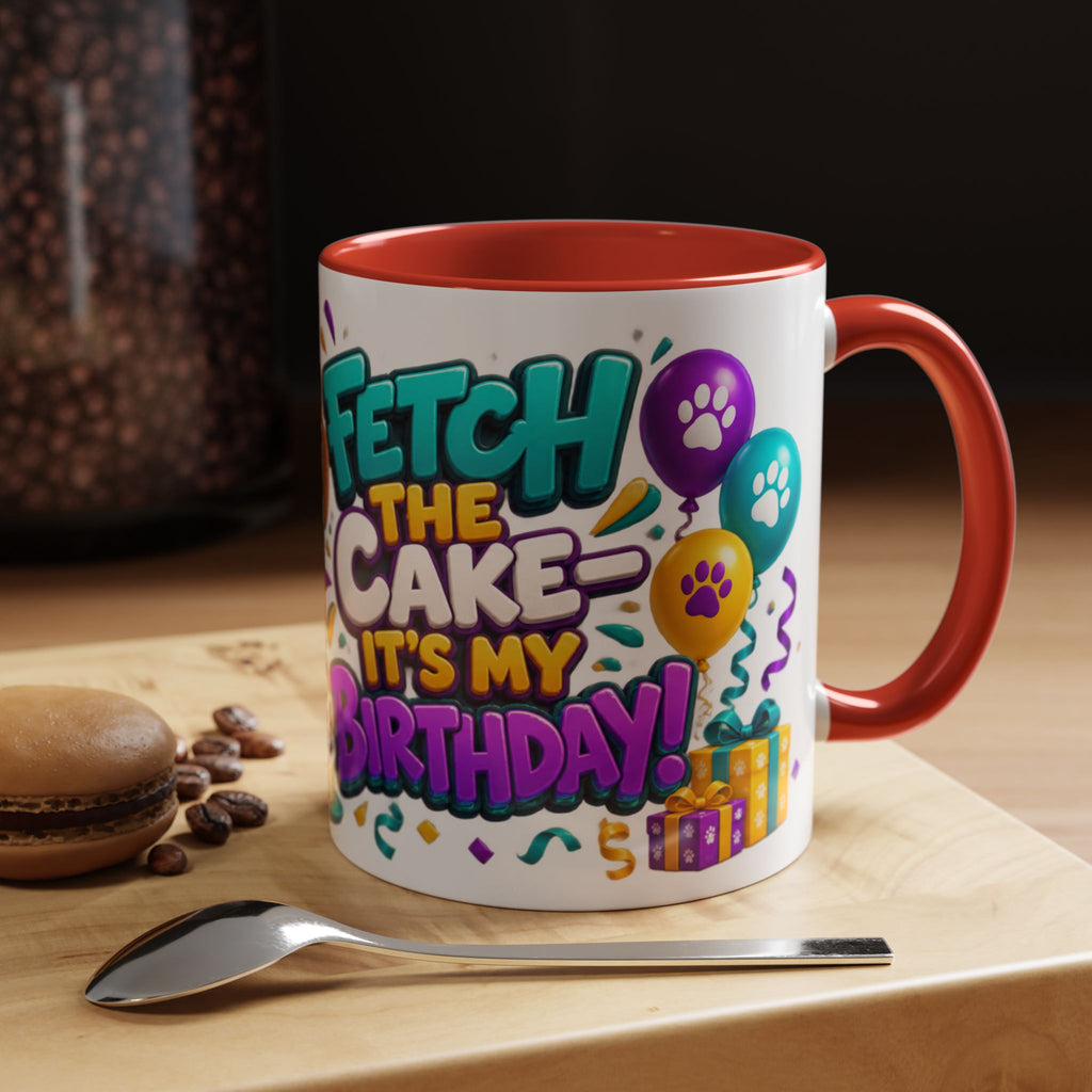 Beagle Birthday Mug – Fetch the Cake White Ceramic Coffee Cup