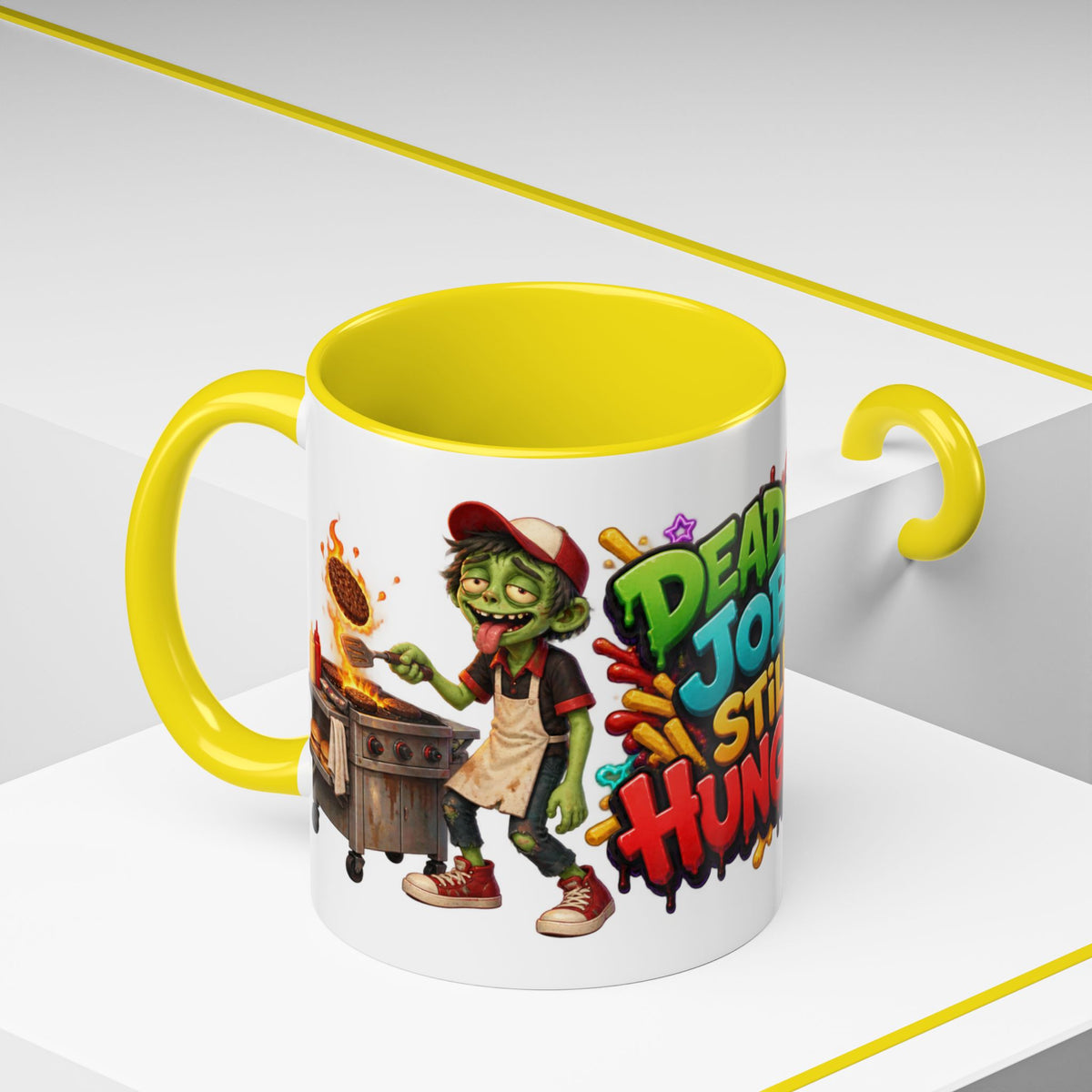 Dead End Job Still Hungry Funny Zombie Halloween White Mug