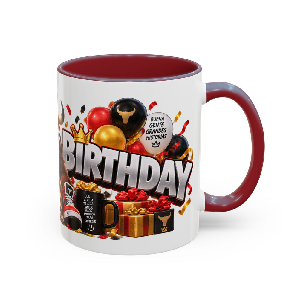 Happy Birthday Bull Mug – Colorful 3D Birthday Gift – White Coffee Mug