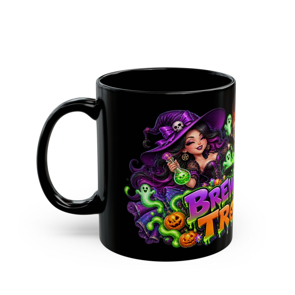 Brewing Up Trouble Witches Halloween Black Mug