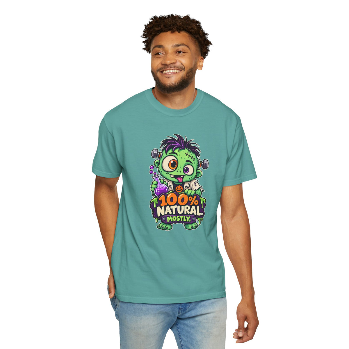 100% Natural. Mostly. – Cute Halloween Lab Monster T-Shirt