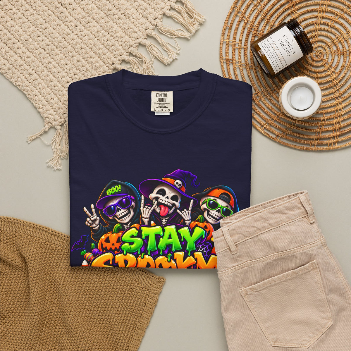 Stay Spooky Halloween T-Shirt – Funny Skeleton Crew Colorful Graphic Tee