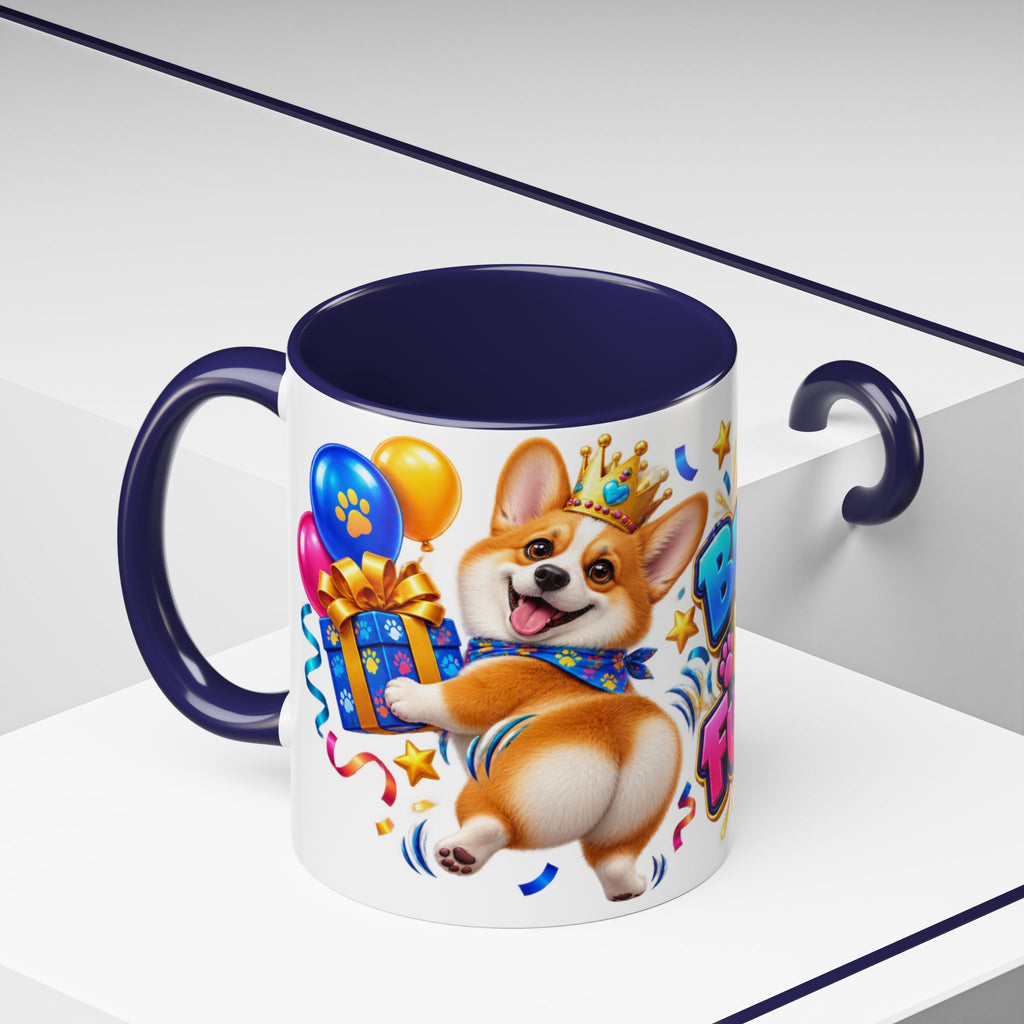 Birthday Mode Full Wiggle Corgi White Mug