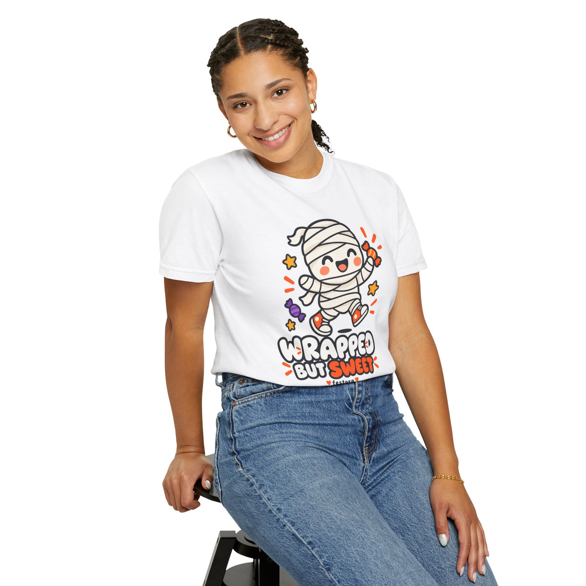 Wrapped but Sweet Halloween T-Shirt | Cute Mummy Graphic Tee