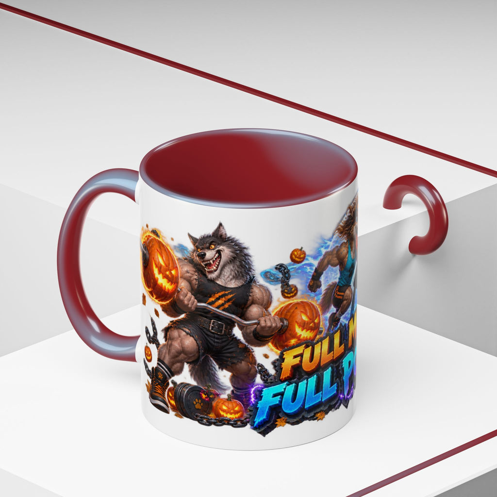 Full Moon Full Power Werewolf Gym Halloween White Mug