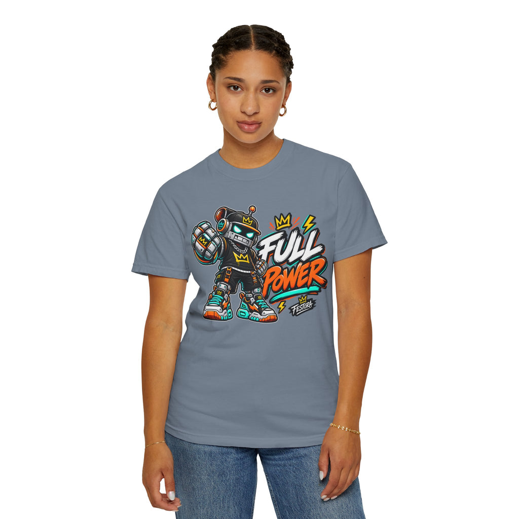 Full Power Robot Graphic T-Shirt — Retro Streetwear Tee