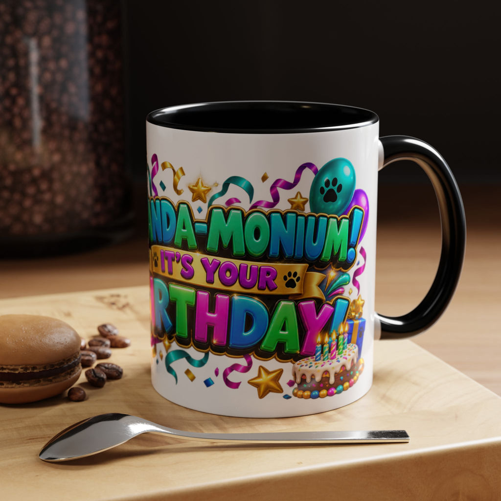 Panda-Monium! It’s Your Birthday White Mug – Cute Panda Birthday Cup, Colorful Fun Party Gift