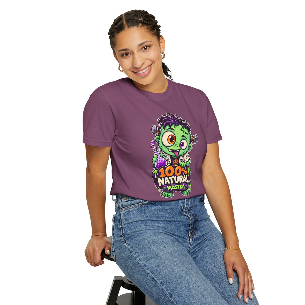 100% Natural. Mostly. – Cute Halloween Lab Monster T-Shirt