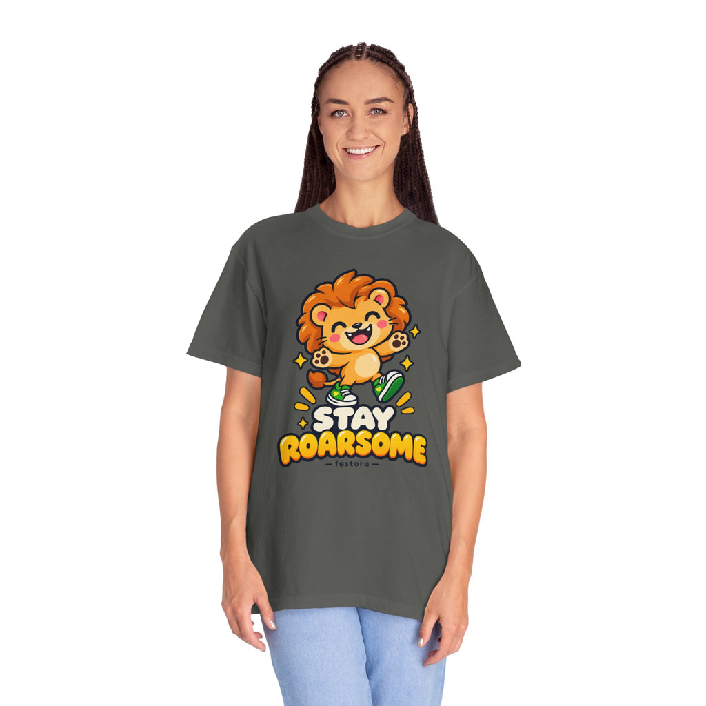 Stay Roarsome – Cute Happy Lion Graphic T-Shirt