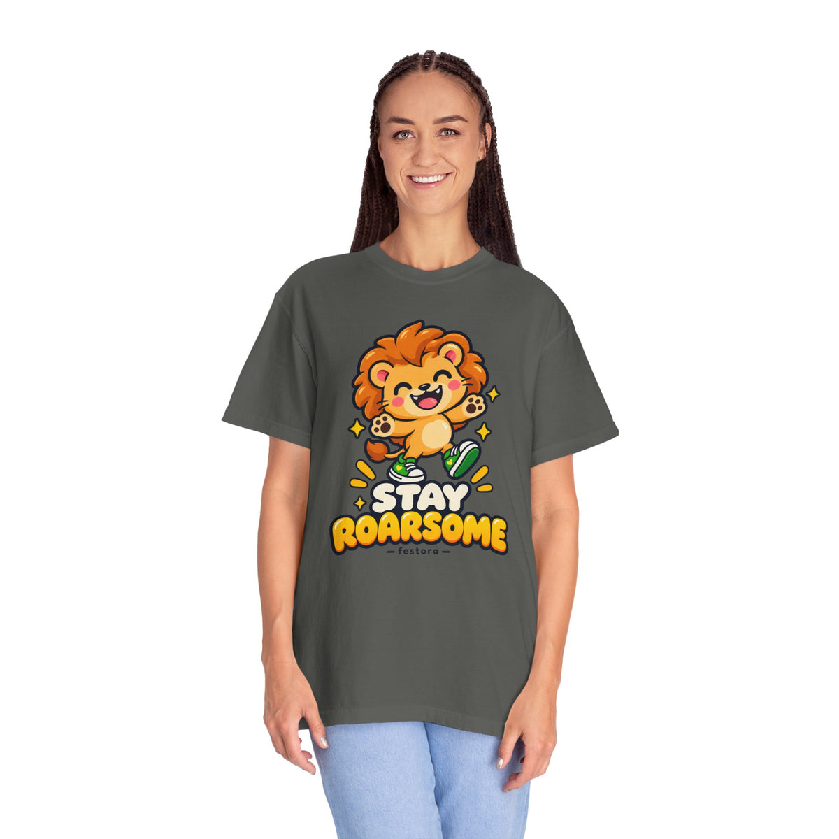 Stay Roarsome – Cute Happy Lion Graphic T-Shirt