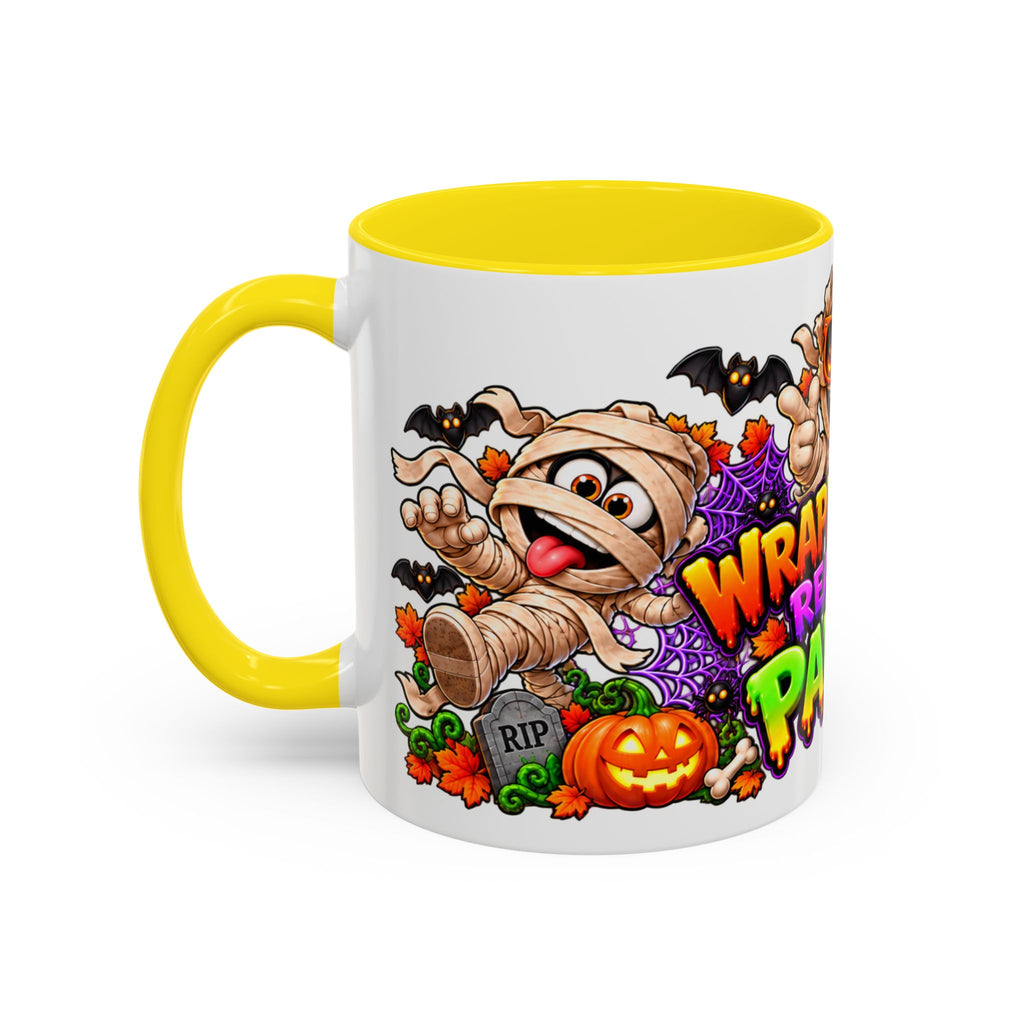Wrapped Up & Ready to Party White Mug – Funny Mummies & Spooky Party Design