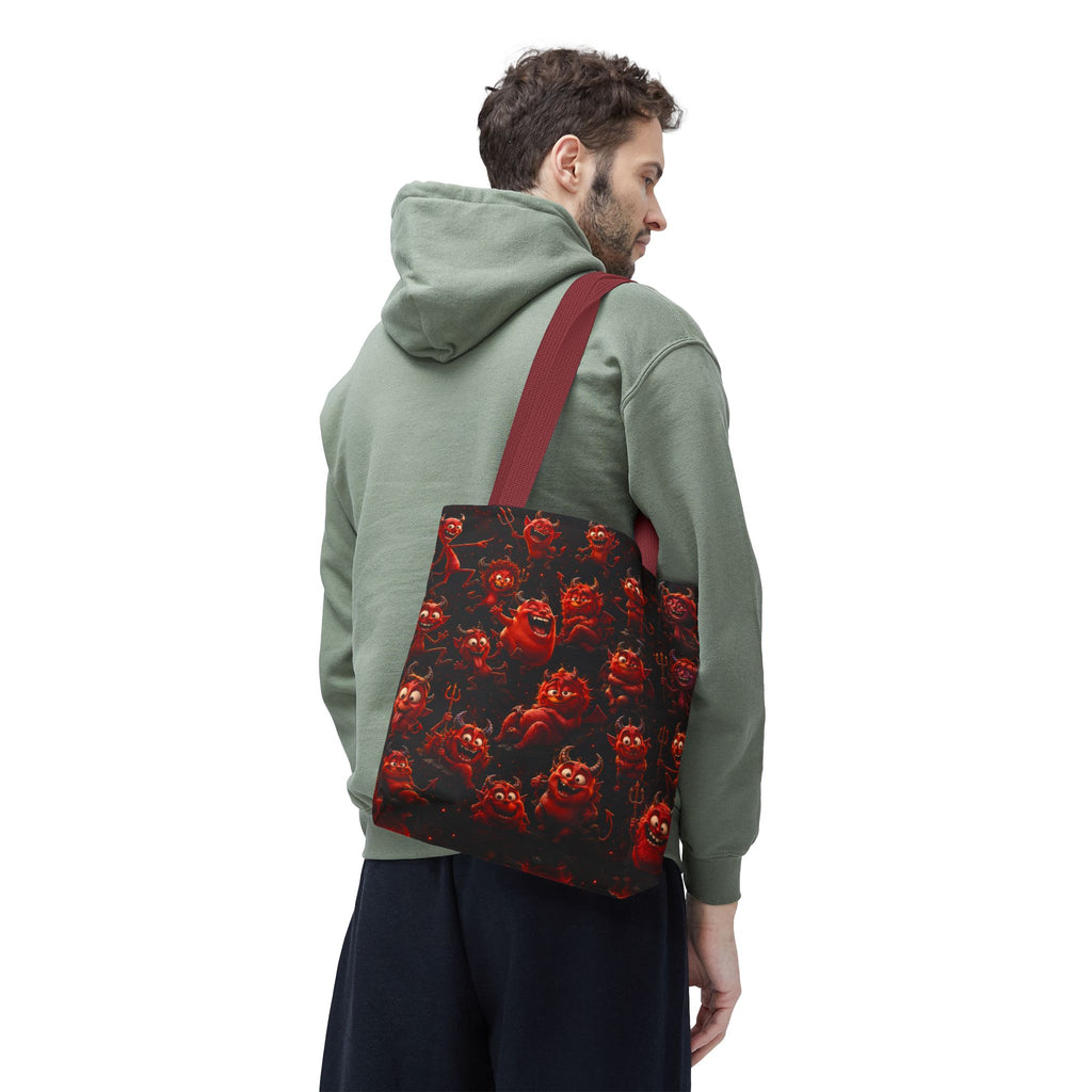 Funny Red Devils Tote Bag - Cute Mischievous Demon All-Over Print