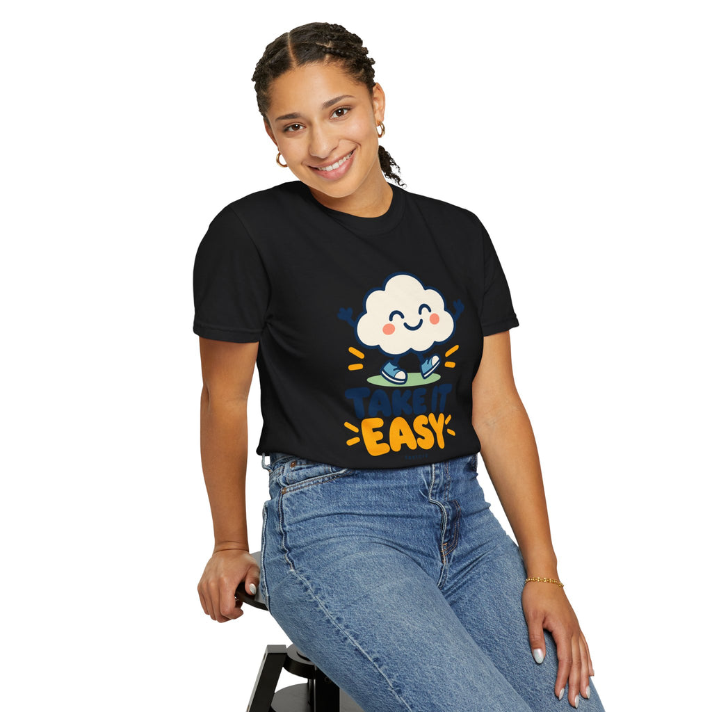 Take It Easy – Happy Cloud Graphic T-Shirt | Festora Everyday