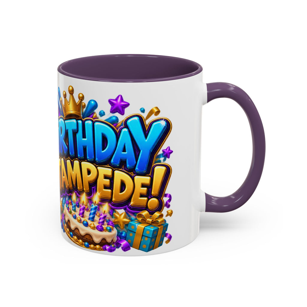 Birthday Stampede White Mug – Cute Buffalo Birthday Cup, Colorful Fun Party Gift