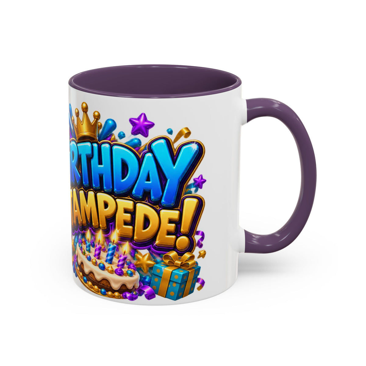 Birthday Stampede White Mug – Cute Buffalo Birthday Cup, Colorful Fun Party Gift