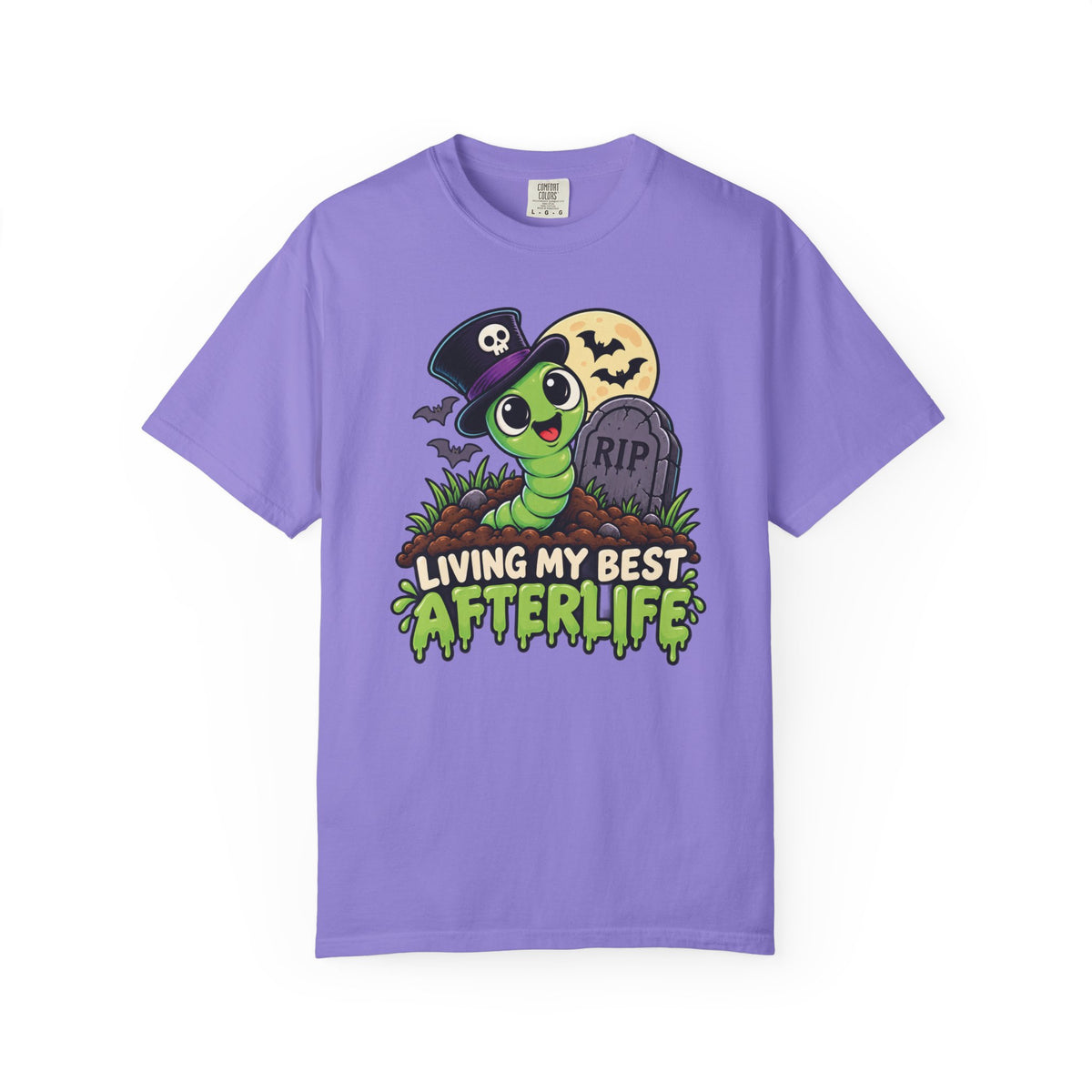 Living My Best Afterlife – Cute Halloween Graveyard Worm T-Shirt