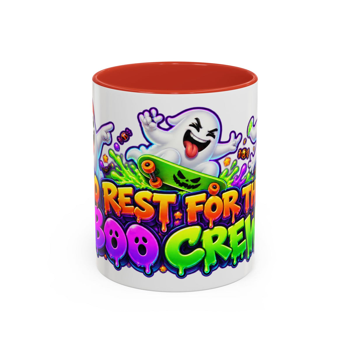No Rest for the Boo Crew Crazy Ghosts Halloween White Mug