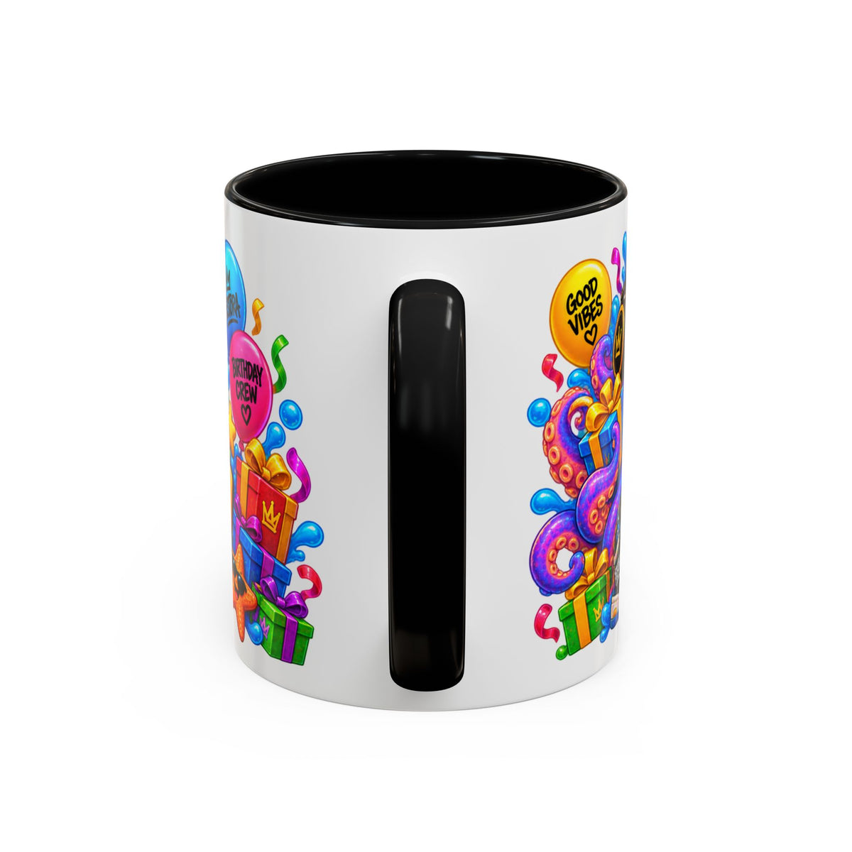OCTO AWESOME BIRTHDAY! White Ceramic Mug – Funny Octopus Birthday Coffee Cup – Colorful Party Gift – Original FestoraShop Design
