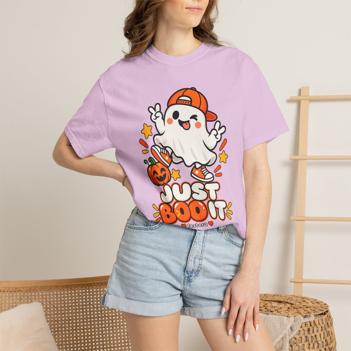 Just Boo It Halloween T-Shirt | Cute Skater Ghost Graphic Tee