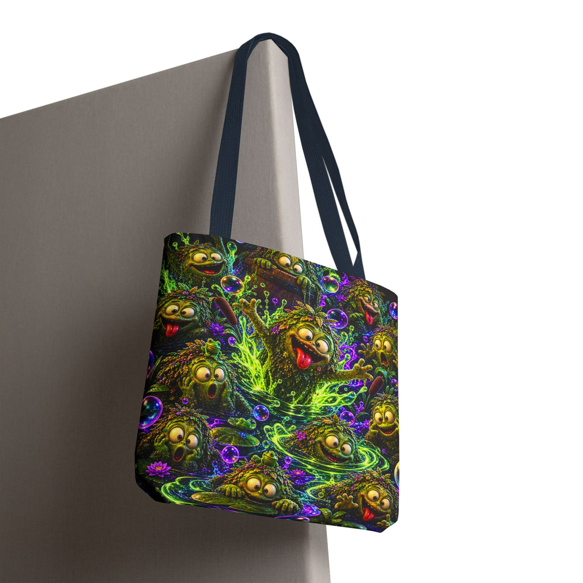 Cosmic Jellyfish Tote Bag – Neon Deep-Sea Galaxy Beach Tote